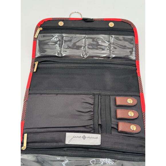 Jane Marie Jewelry Organizer Travel Buffalo with Hanger Plaid Red Black - Picture 7 of 9